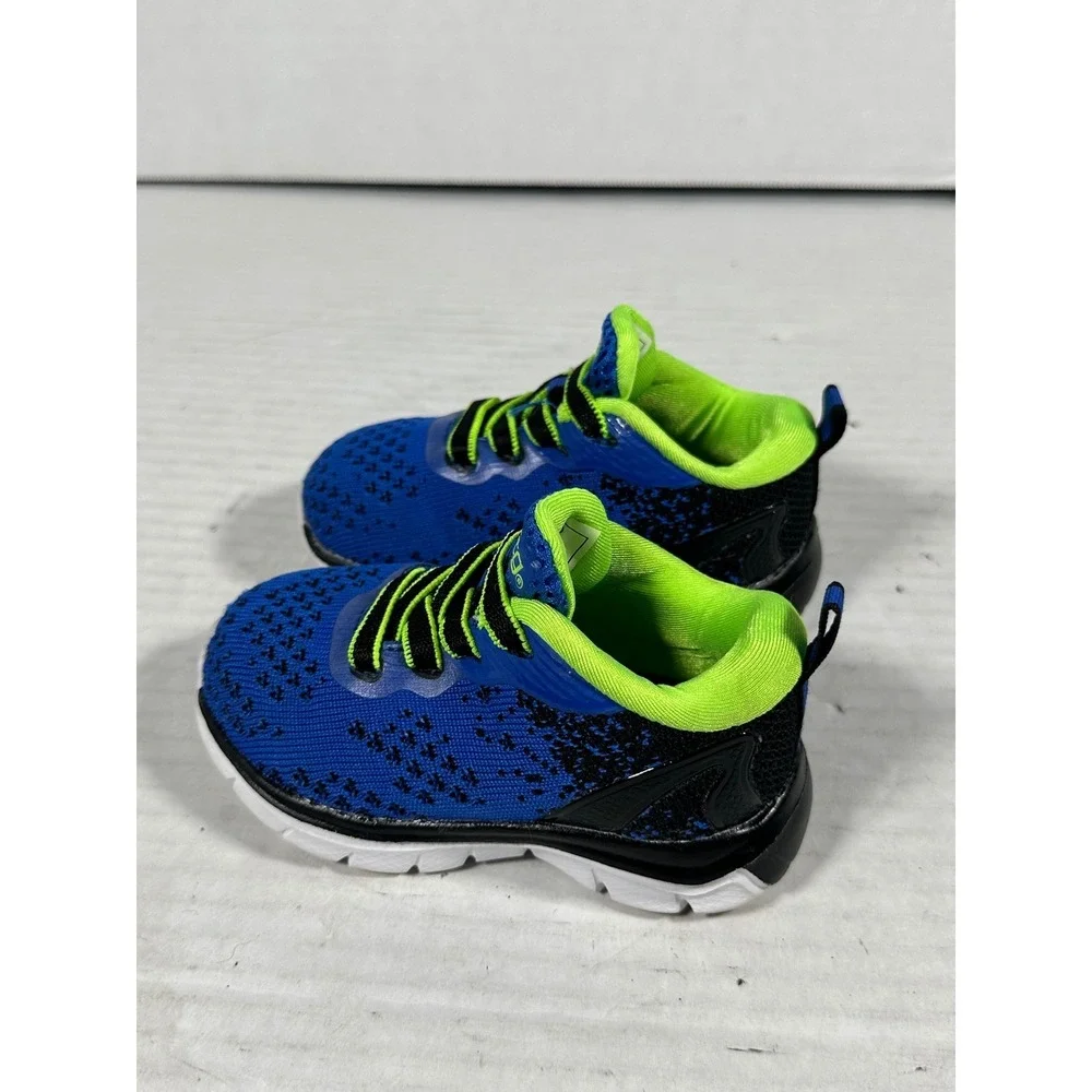 BCG Toddler Boys Blue Neon Green Memory Foam Athletic Sneakers‎ Size 5D 167610